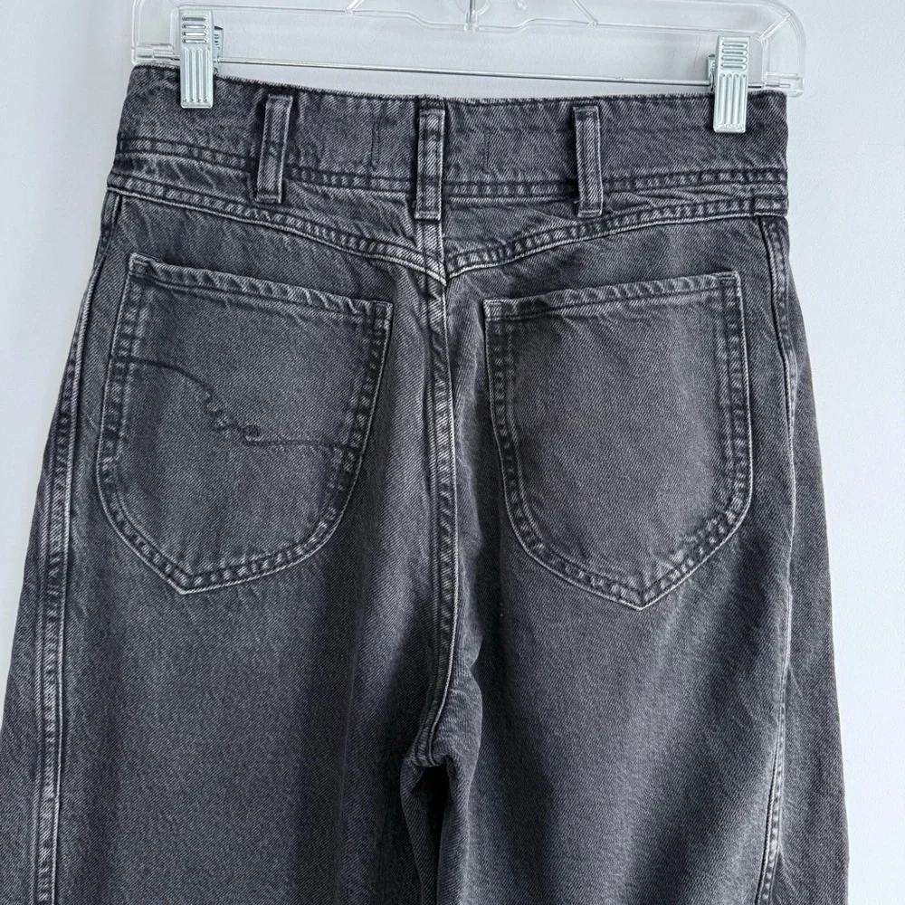 FREE PEOPLE ASTER STRAIGHT LEG JEANS in Asteroid Black Gray Size 28 High Rise - Picture 8 of 16